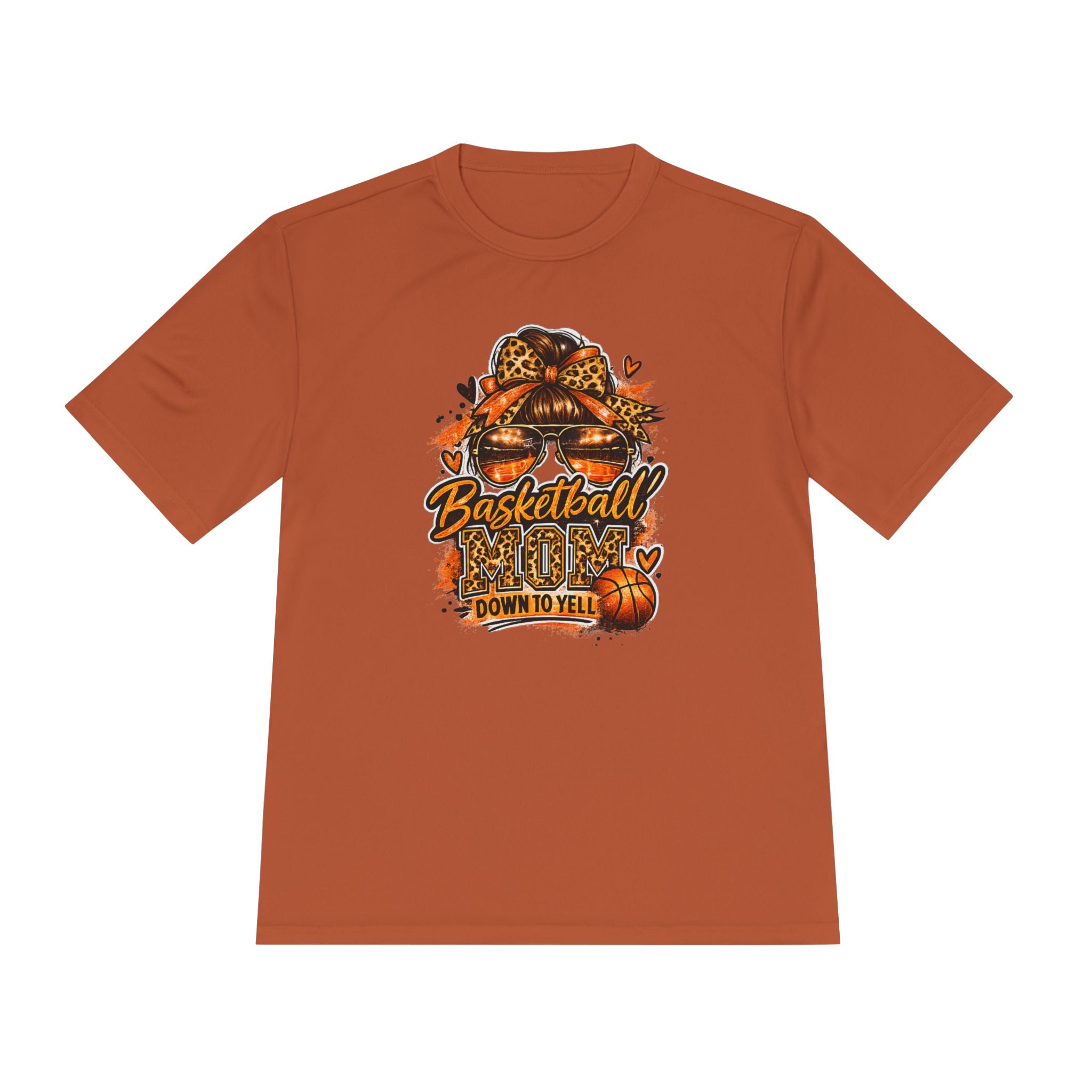 Basketball Mom Fall Tee — "Down to Yell" Pumpkin & Leopard Graphic