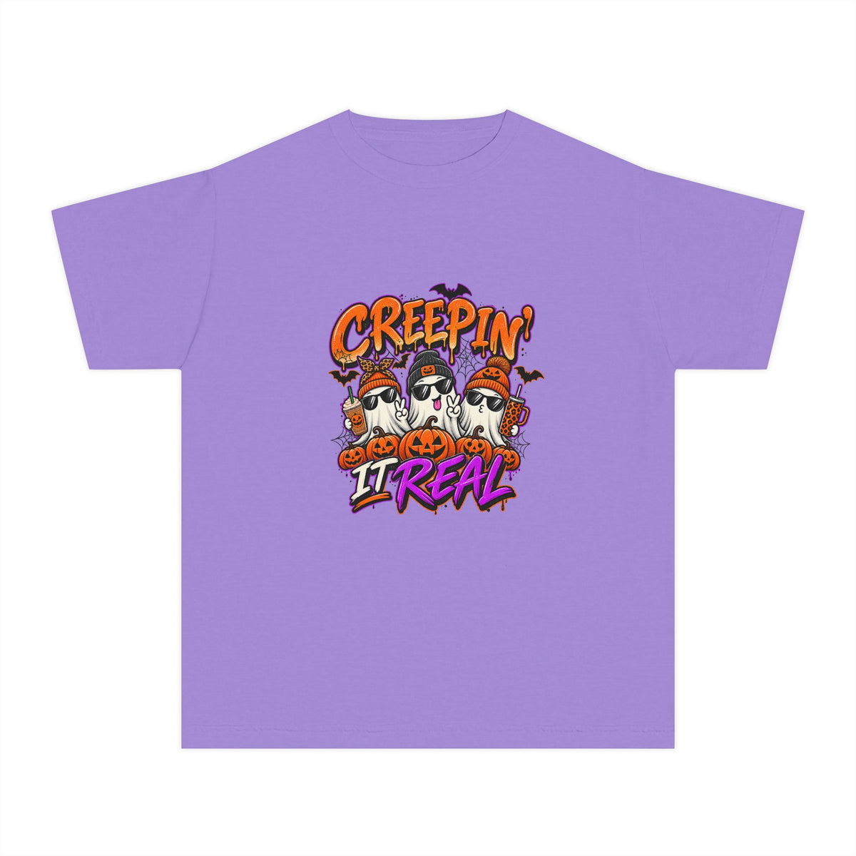 Kids' Halloween Tee - "Creepin' It Real" Ghosts Graphic