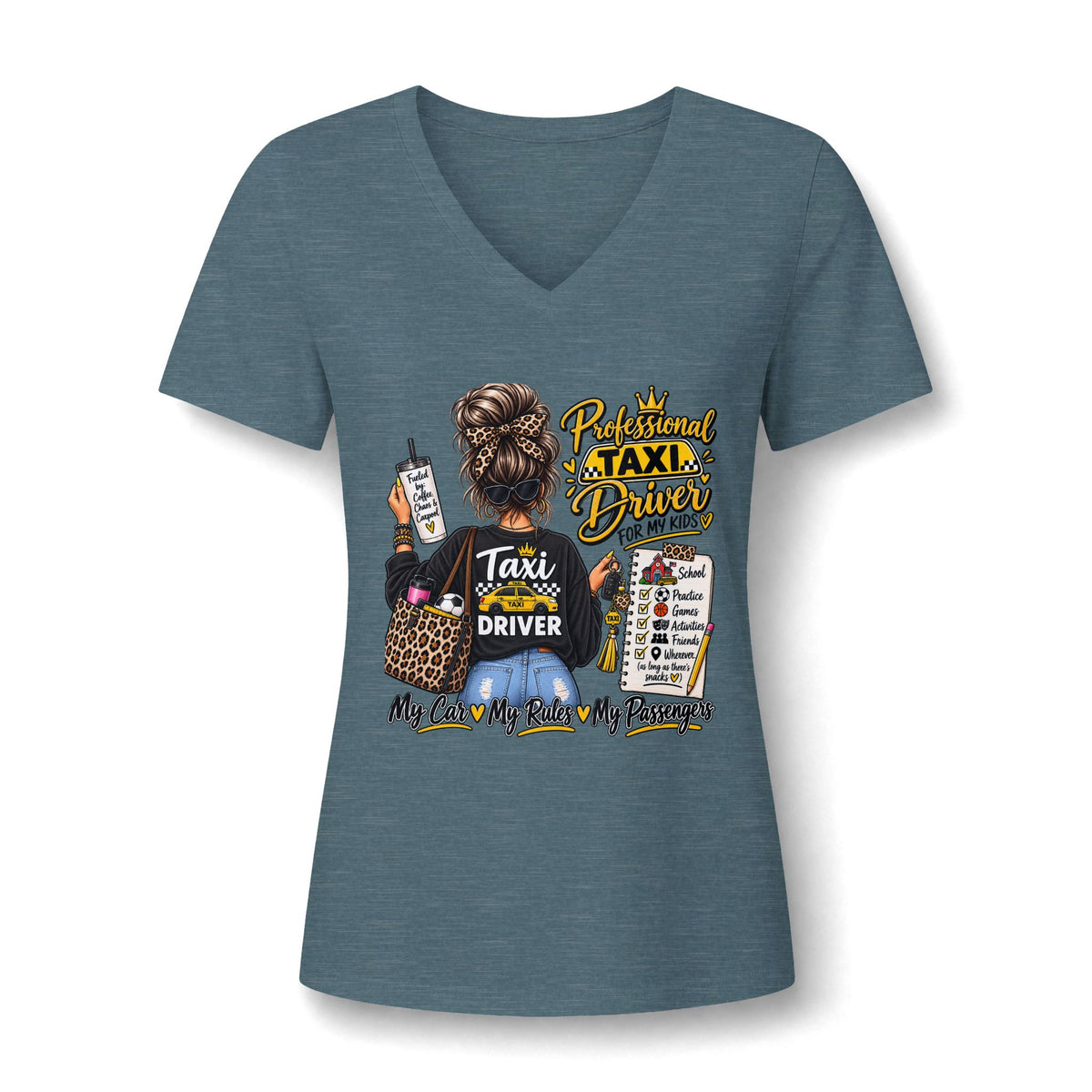 Women's Taxi Driver V-Neck Tee — 'Professional Taxi Driver' Graphic Shirt