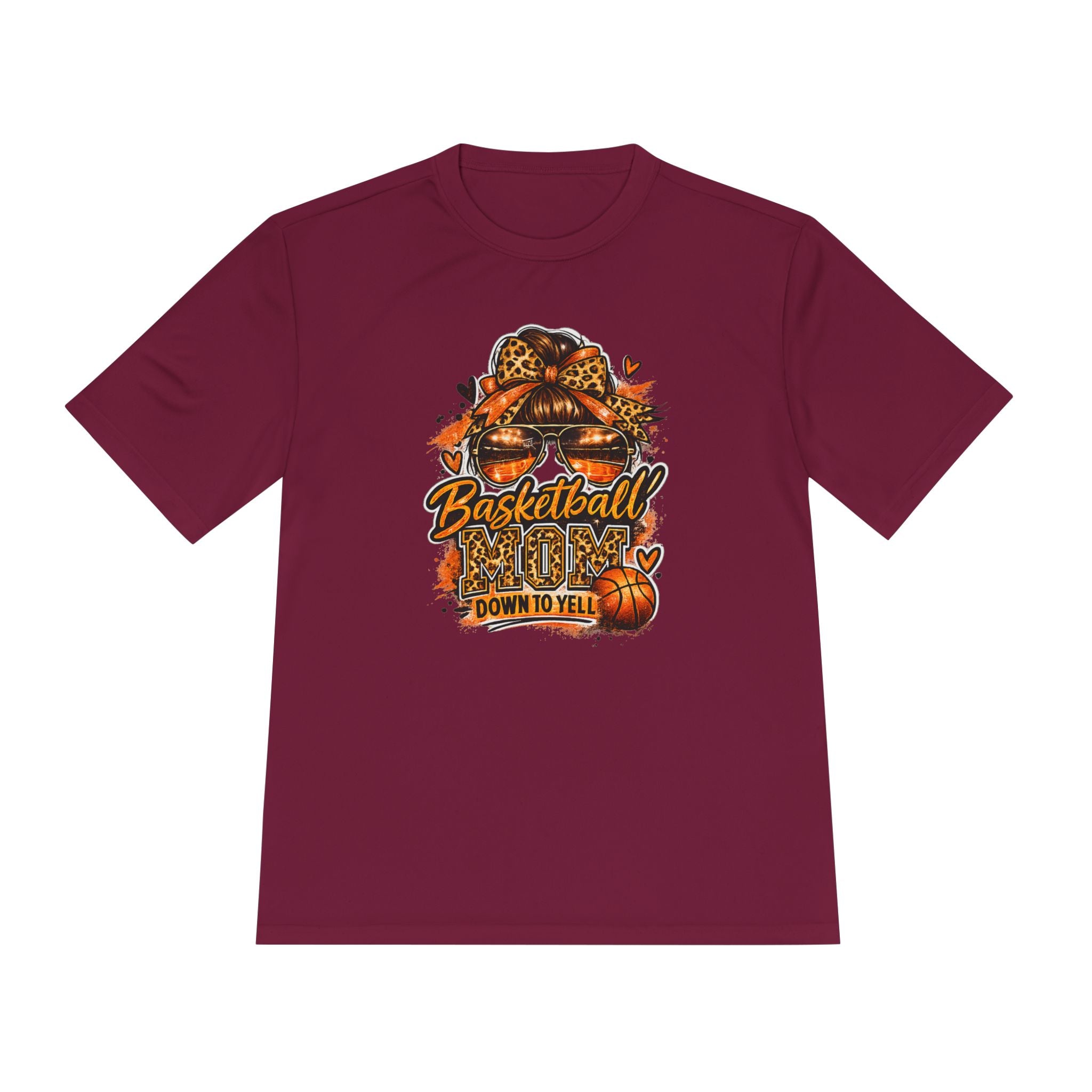 Basketball Mom Fall Tee — "Down to Yell" Pumpkin & Leopard Graphic