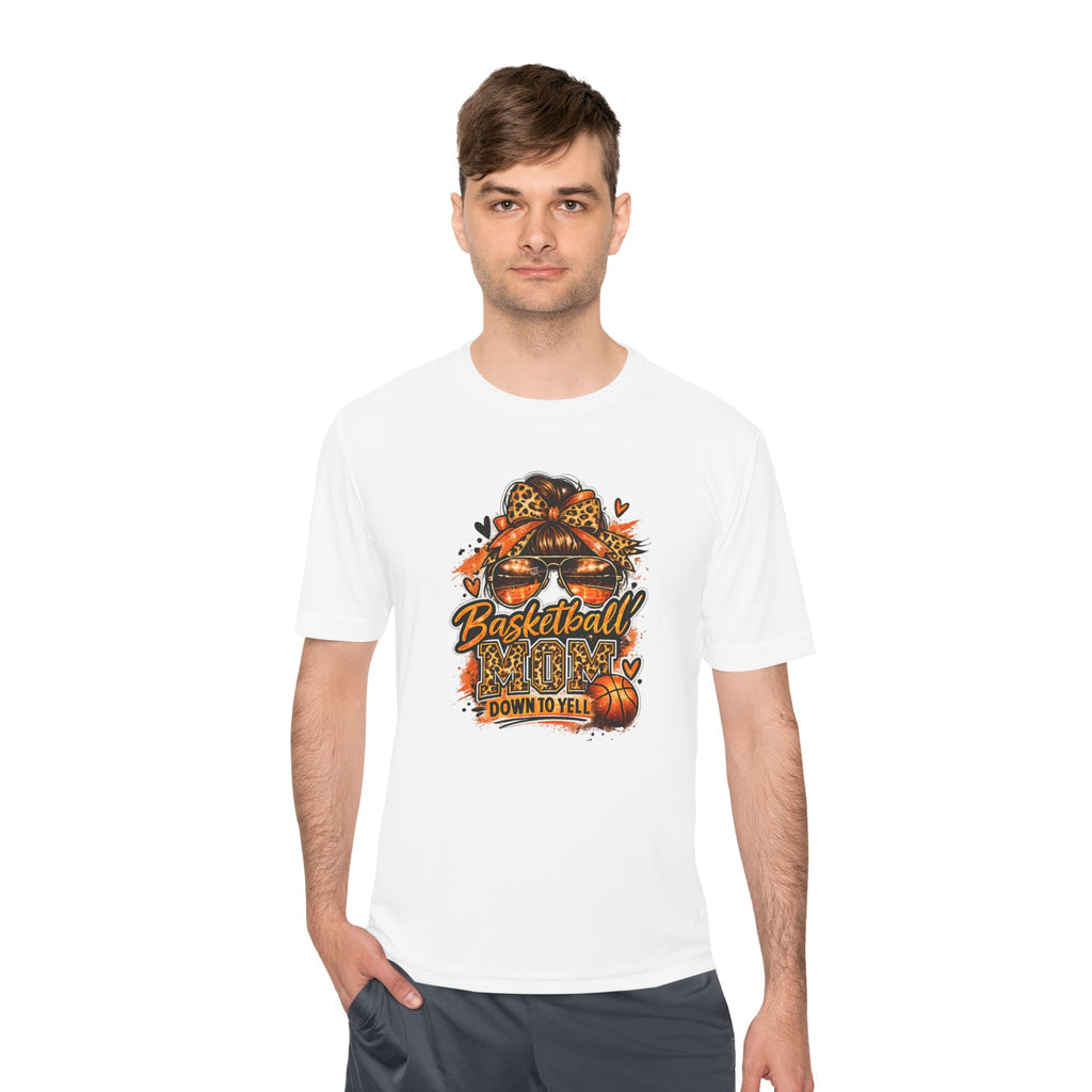 Basketball Mom Fall Tee — "Down to Yell" Pumpkin & Leopard Graphic