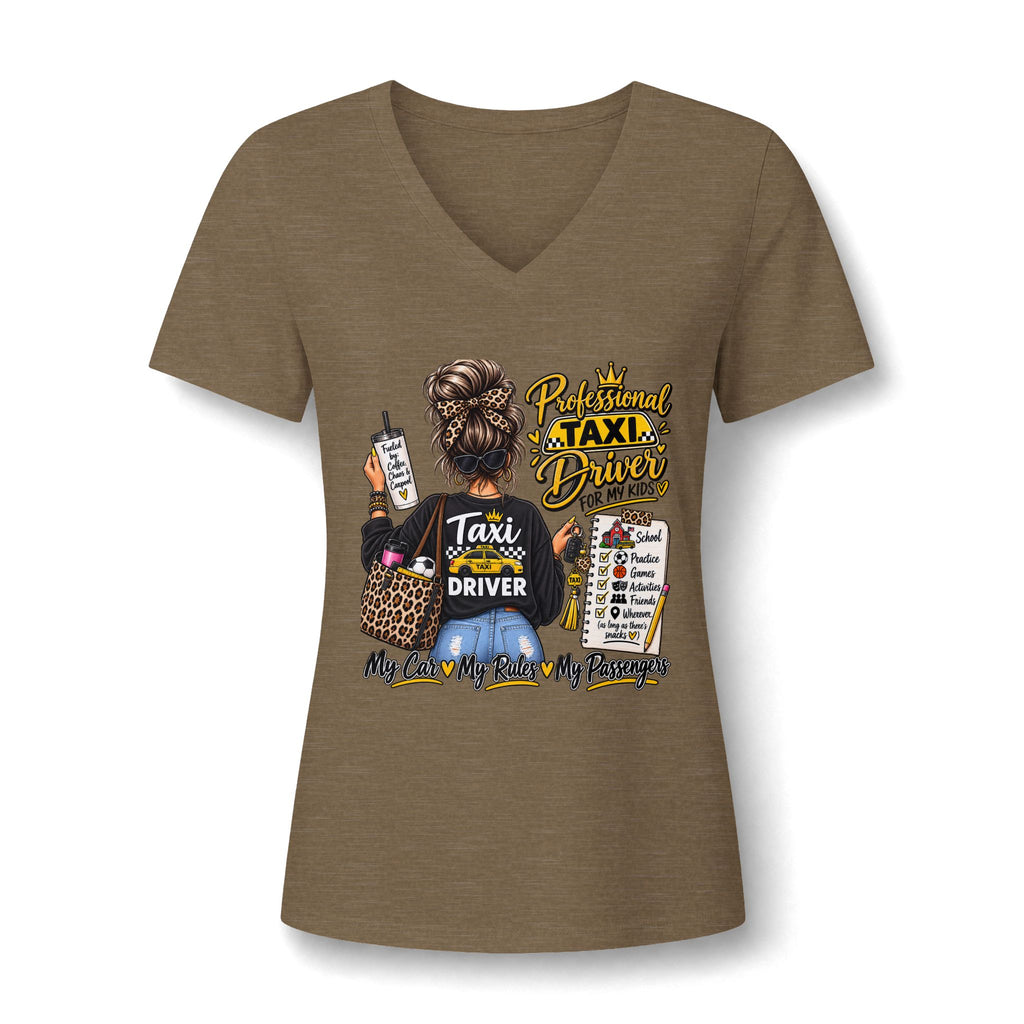 Women's Taxi Driver V-Neck Tee — 'Professional Taxi Driver' Graphic Shirt