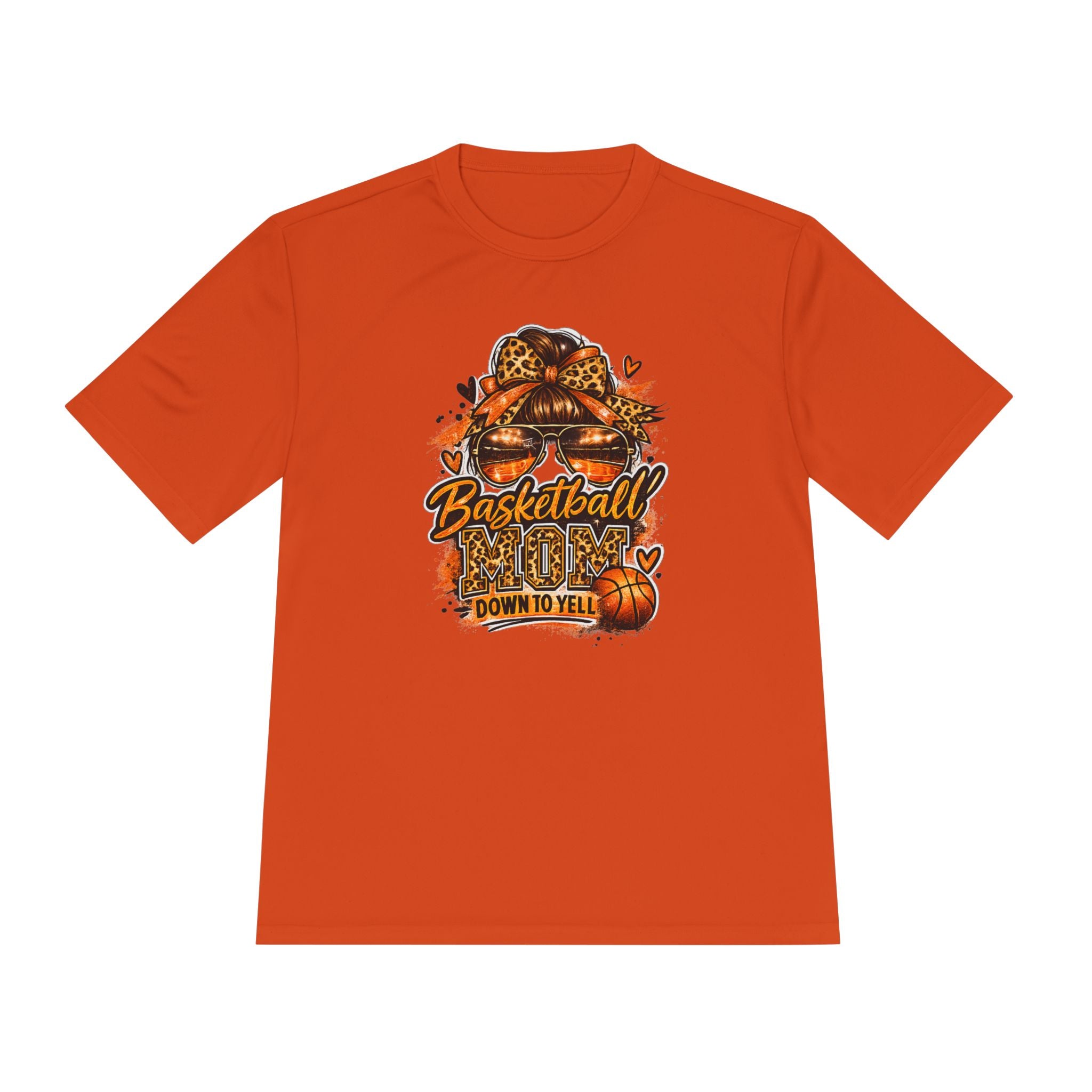 Basketball Mom Fall Tee — "Down to Yell" Pumpkin & Leopard Graphic