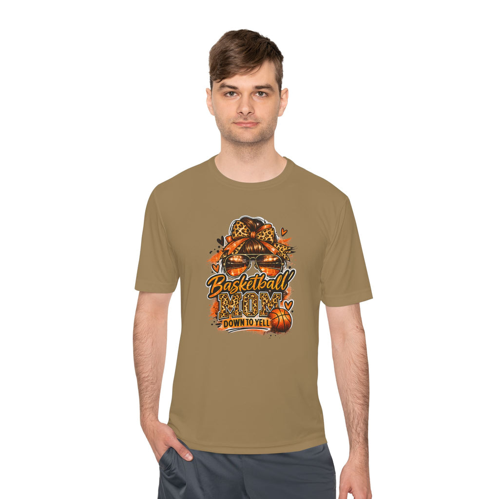 Basketball Mom Fall Tee — "Down to Yell" Pumpkin & Leopard Graphic
