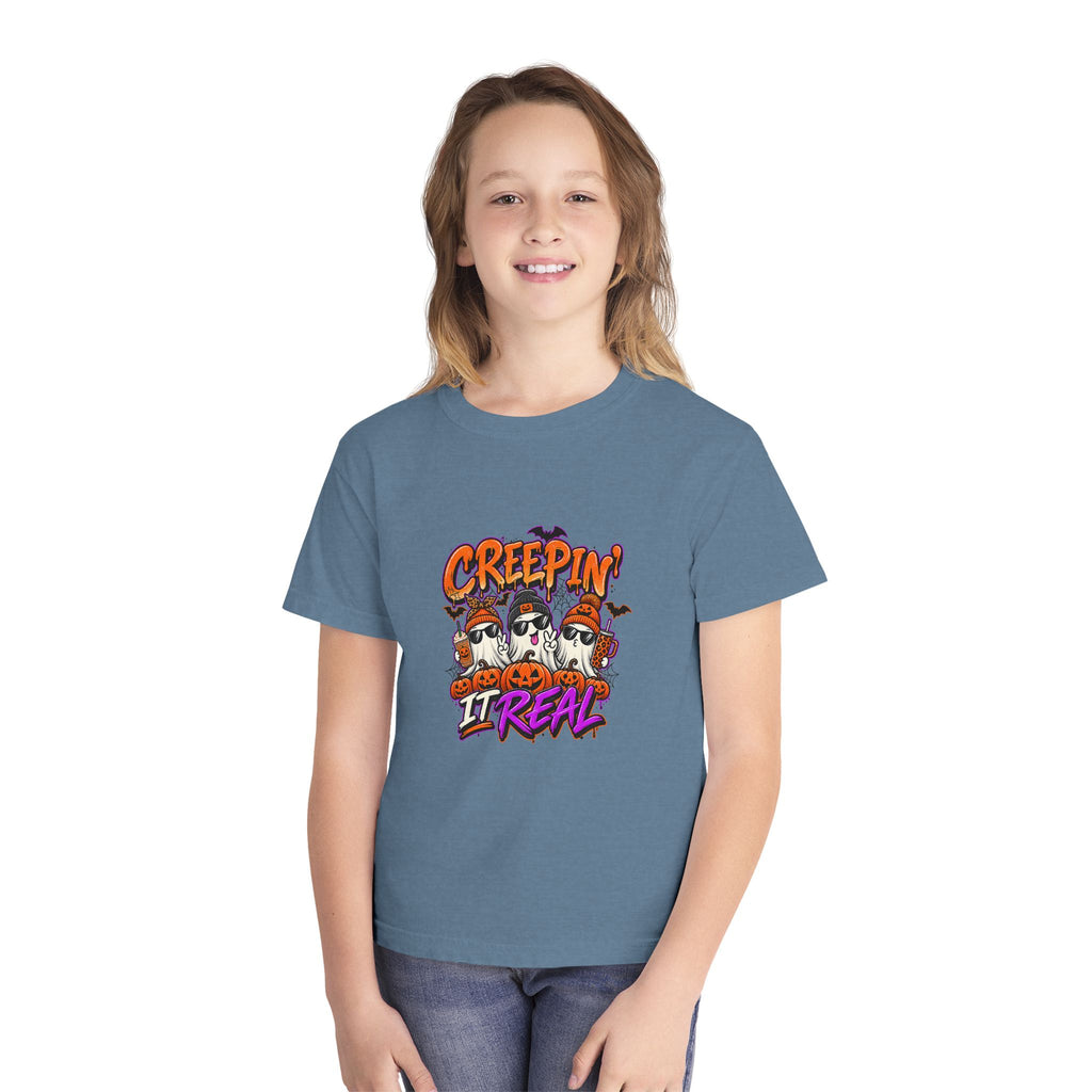 Kids' Halloween Tee - "Creepin' It Real" Ghosts Graphic