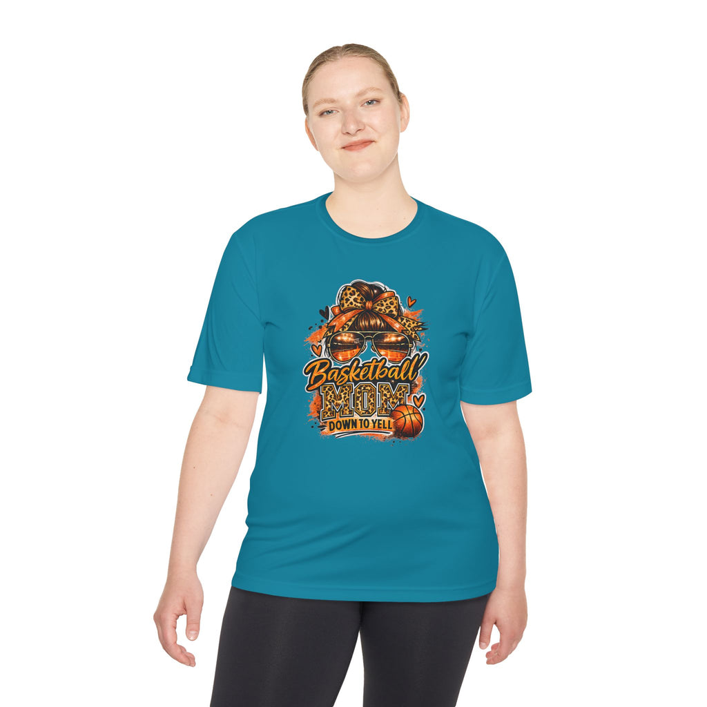 Basketball Mom Fall Tee — "Down to Yell" Pumpkin & Leopard Graphic