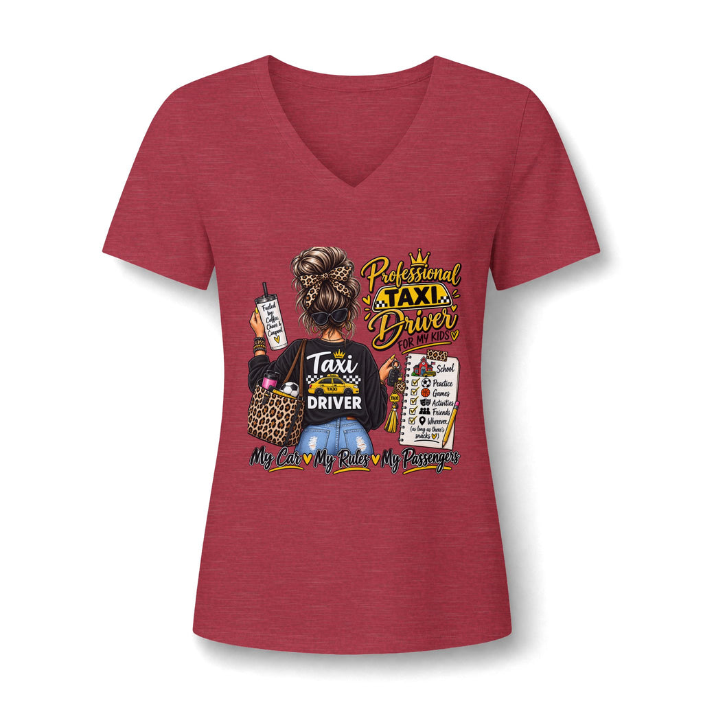 Women's Taxi Driver V-Neck Tee — 'Professional Taxi Driver' Graphic Shirt