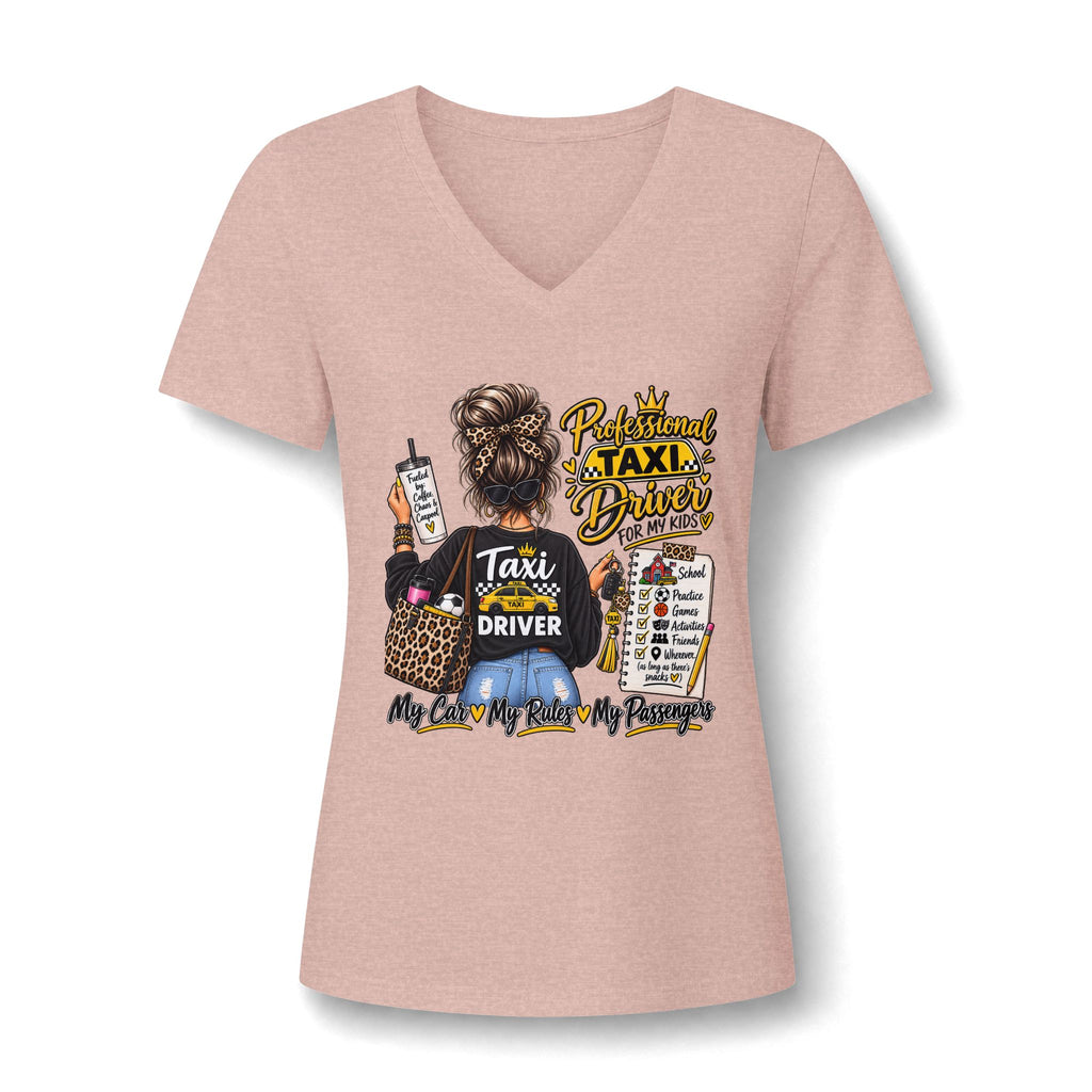 Women's Taxi Driver V-Neck Tee — 'Professional Taxi Driver' Graphic Shirt