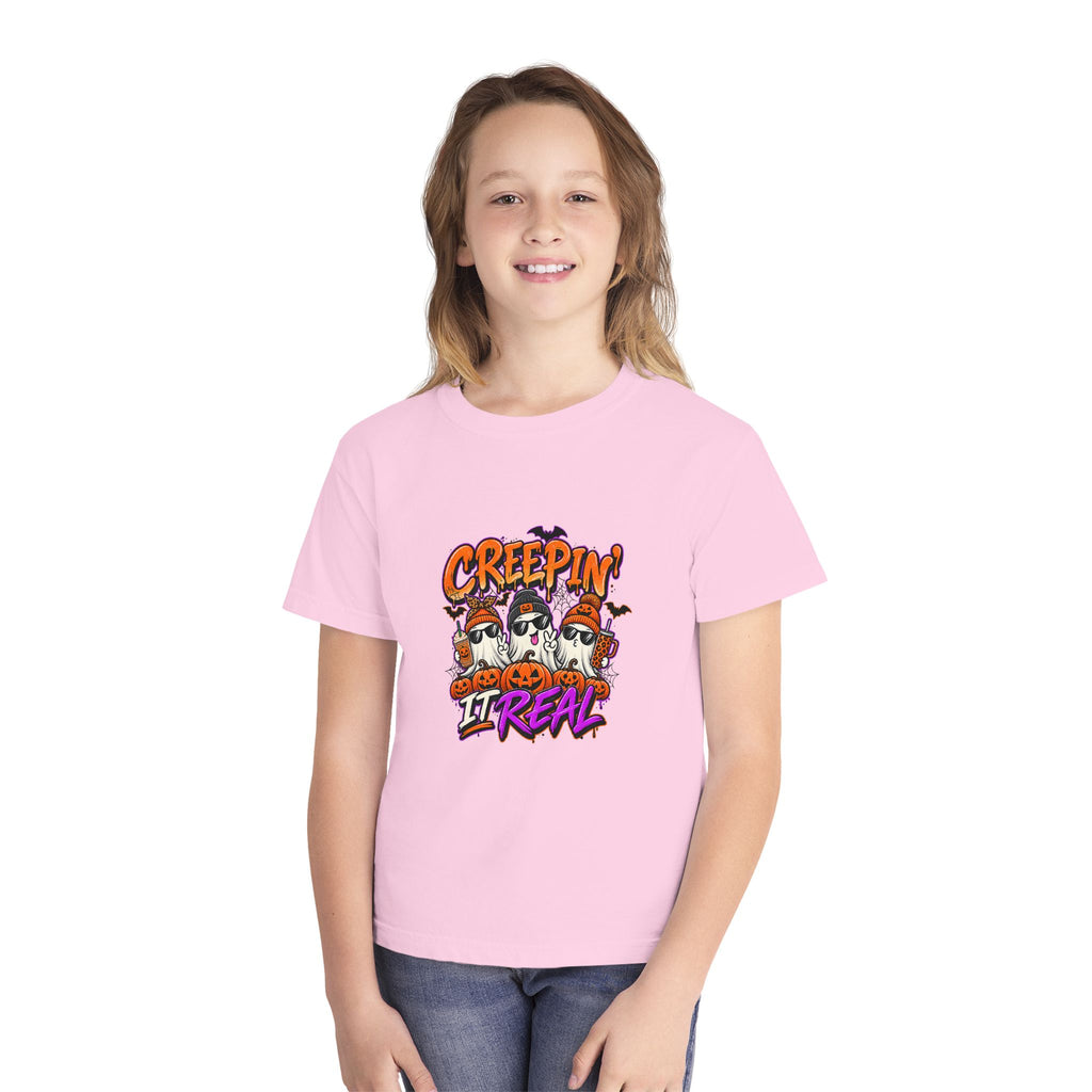 Kids' Halloween Tee - "Creepin' It Real" Ghosts Graphic
