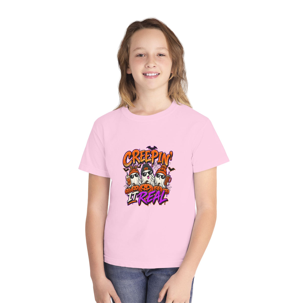 Kids' Halloween Tee - "Creepin' It Real" Ghosts Graphic