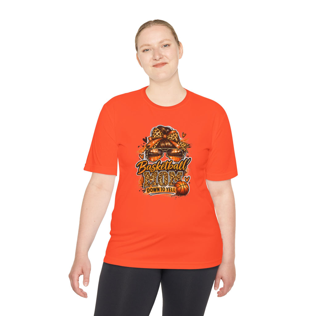 Basketball Mom Fall Tee — "Down to Yell" Pumpkin & Leopard Graphic