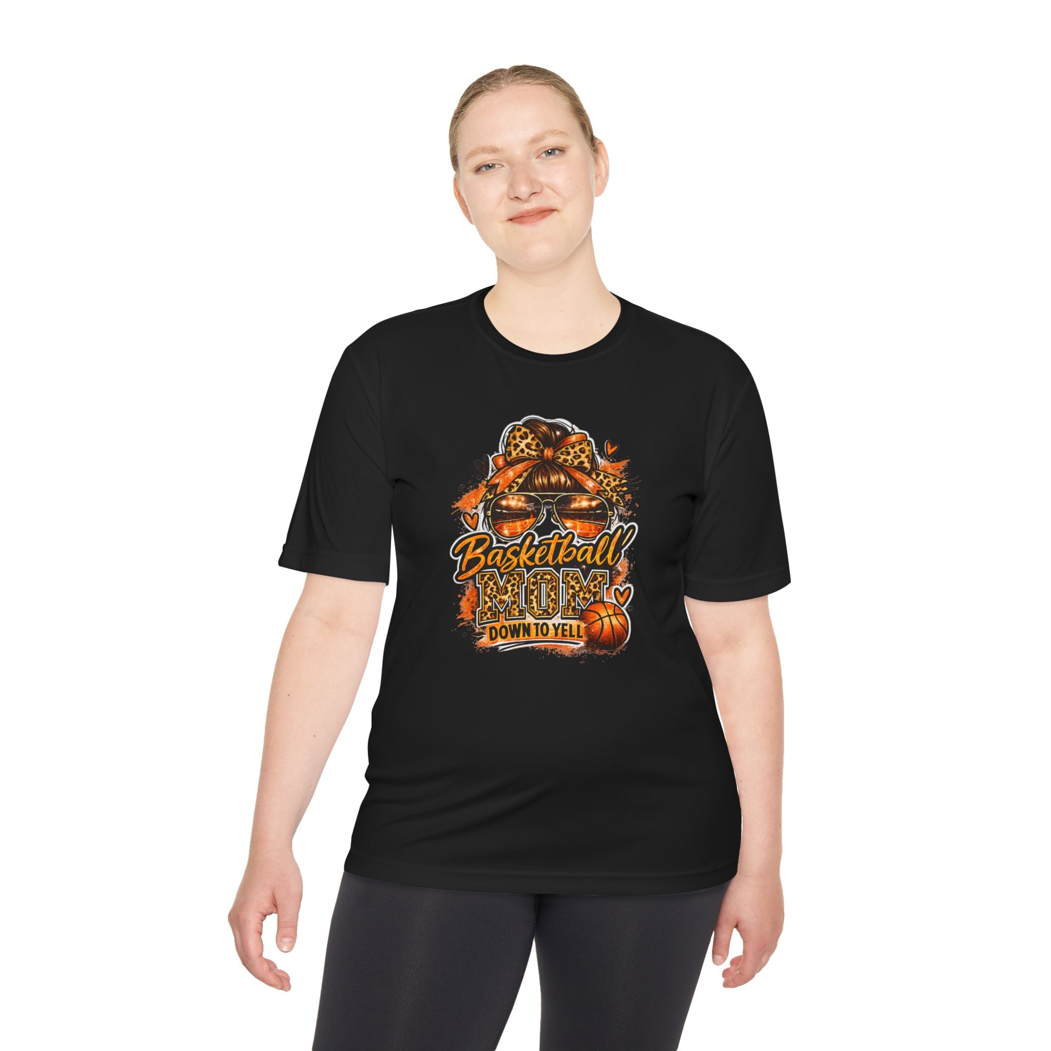 Basketball Mom Fall Tee — "Down to Yell" Pumpkin & Leopard Graphic