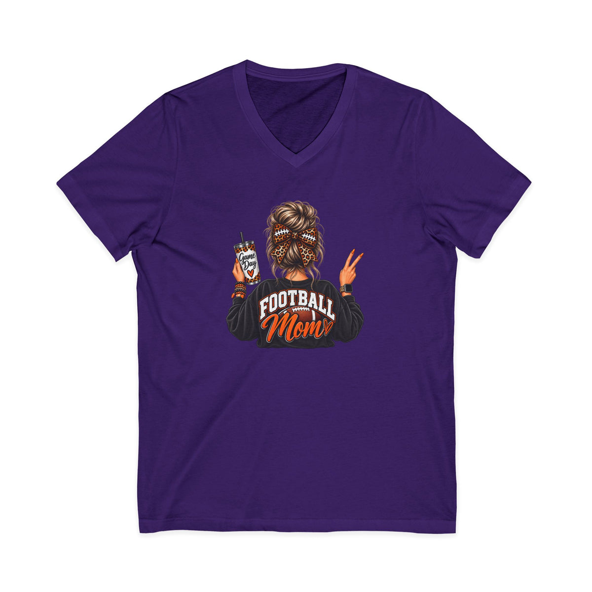 Football Mom V-Neck Tee — Graphic Mom Life Shirt