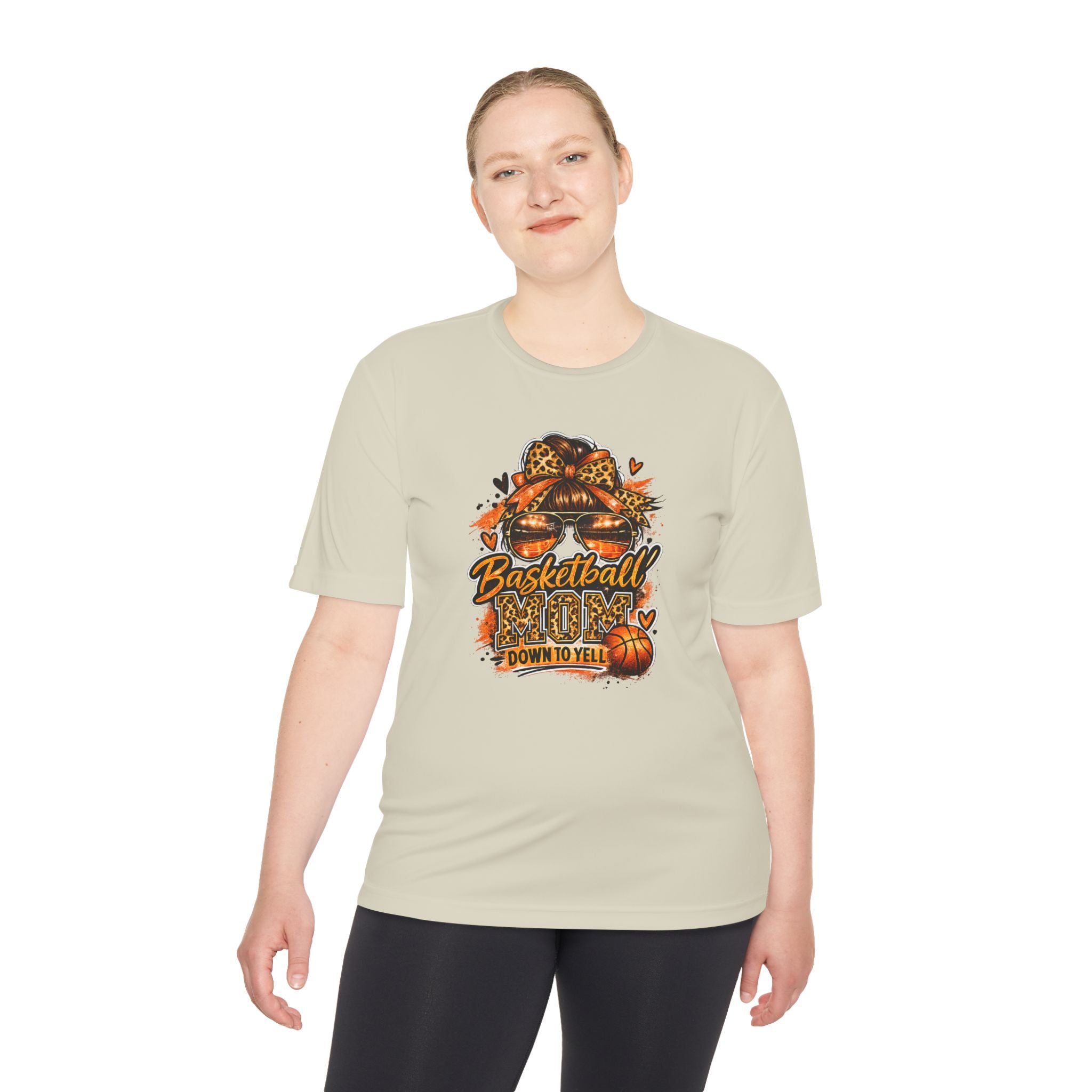 Basketball Mom Fall Tee — "Down to Yell" Pumpkin & Leopard Graphic