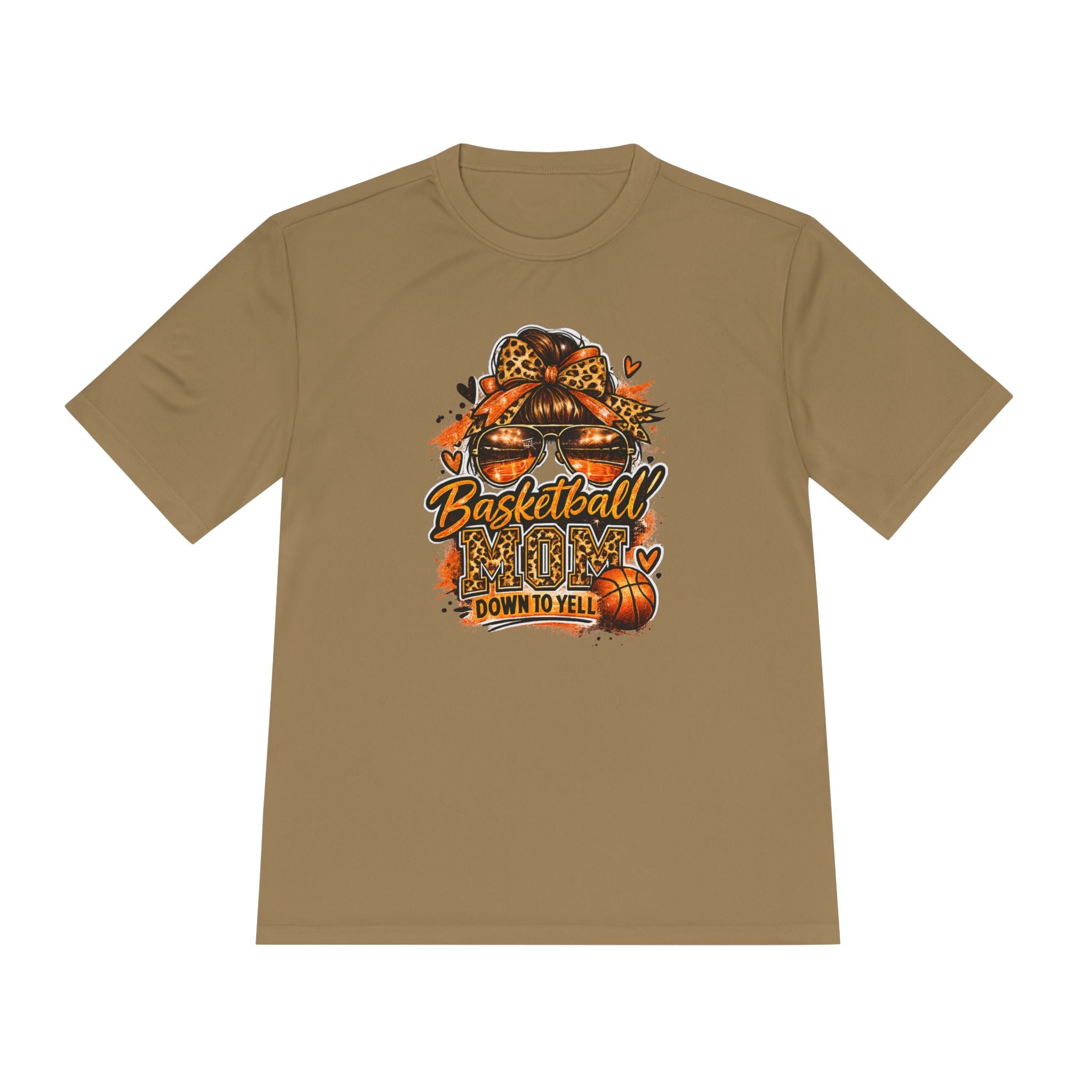 Basketball Mom Fall Tee — "Down to Yell" Pumpkin & Leopard Graphic