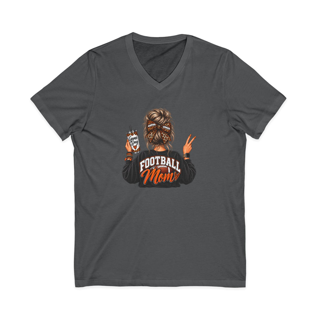 Football Mom V-Neck Tee — Graphic Mom Life Shirt