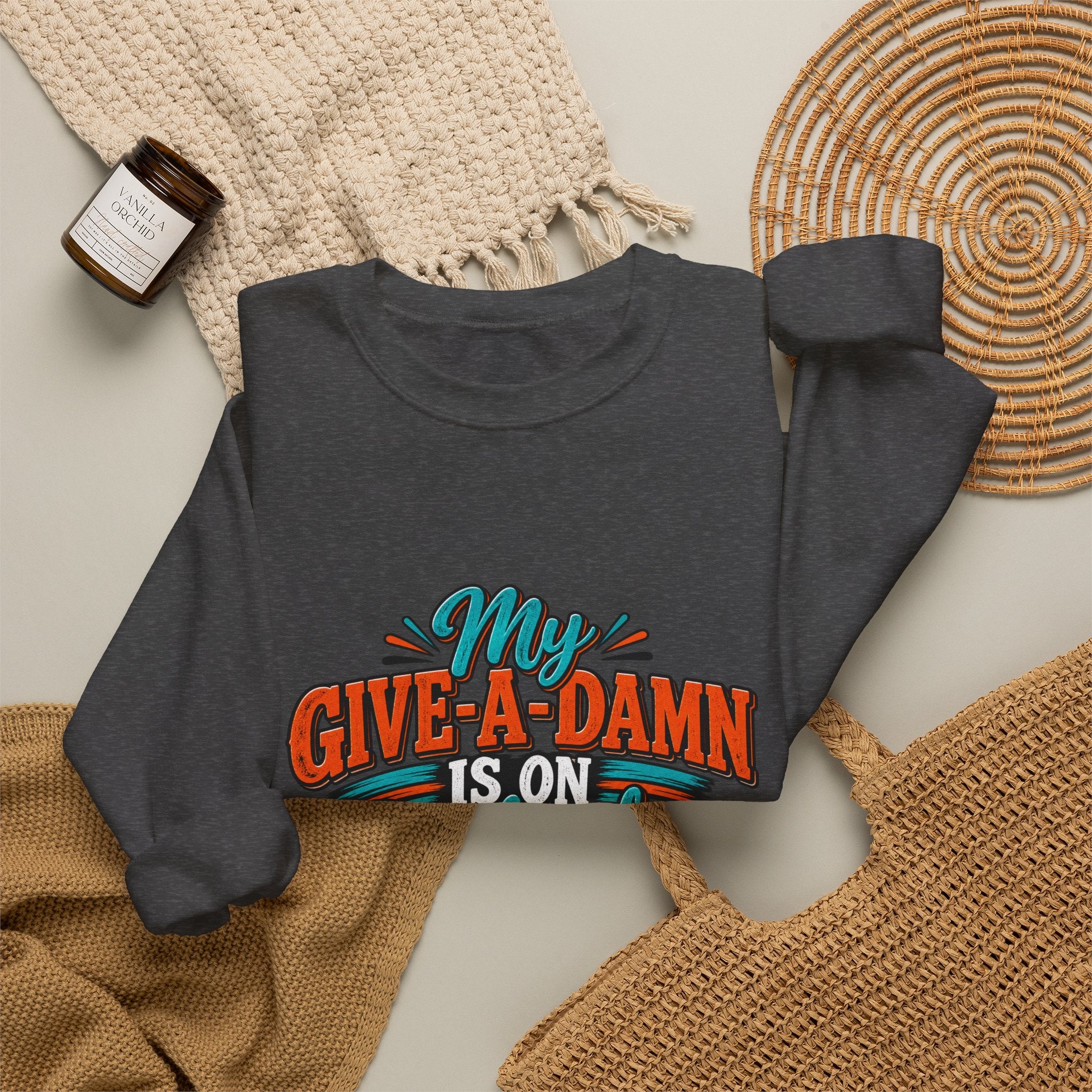 Crewneck Sweatshirt – "My Give-A-Damn Is on Backorder" Retro Graphic