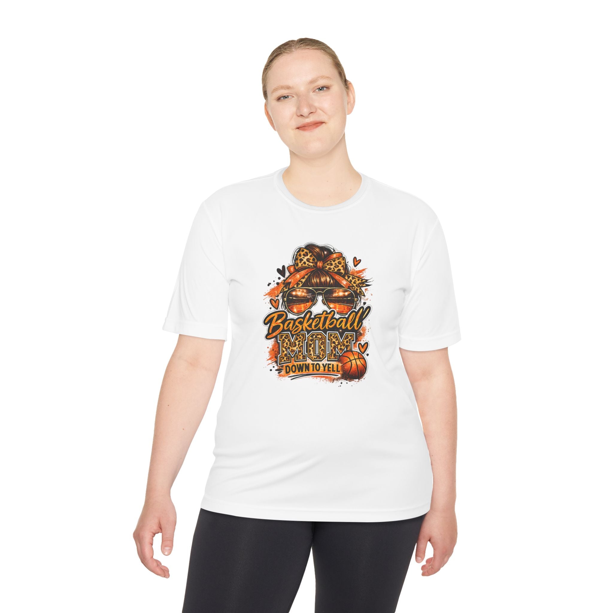 Basketball Mom Fall Tee — "Down to Yell" Pumpkin & Leopard Graphic