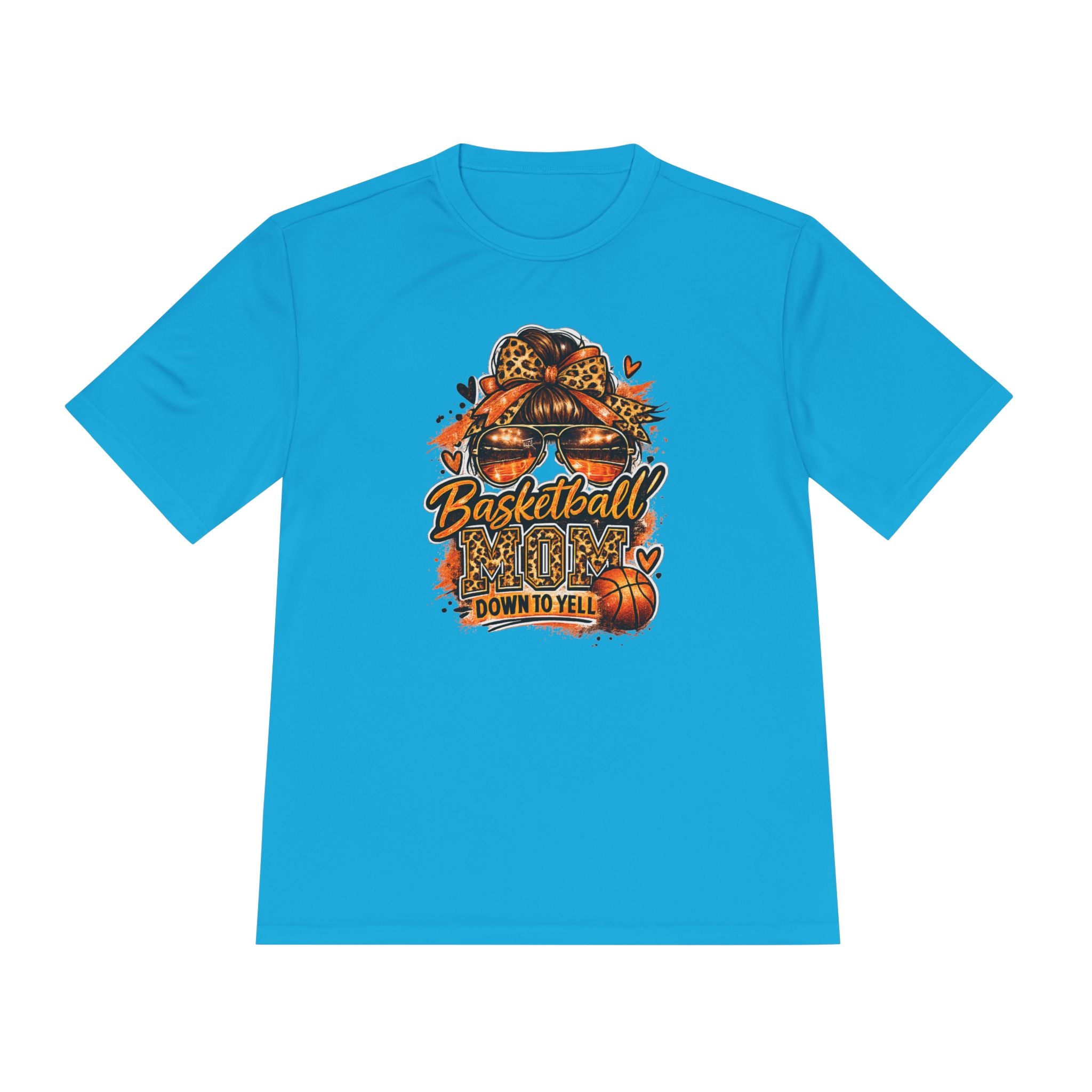 Basketball Mom Fall Tee — "Down to Yell" Pumpkin & Leopard Graphic