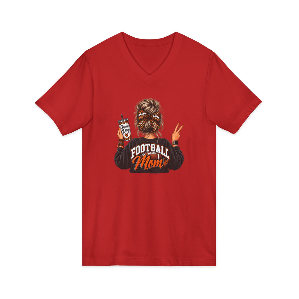 Football Mom V-Neck Tee — Graphic Mom Life Shirt