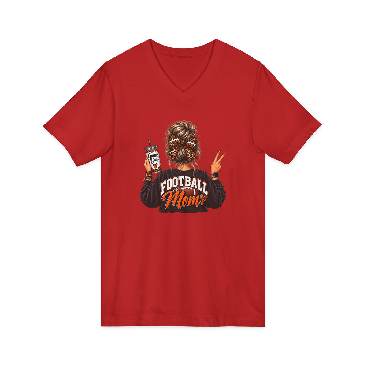 Football Mom V-Neck Tee — Graphic Mom Life Shirt