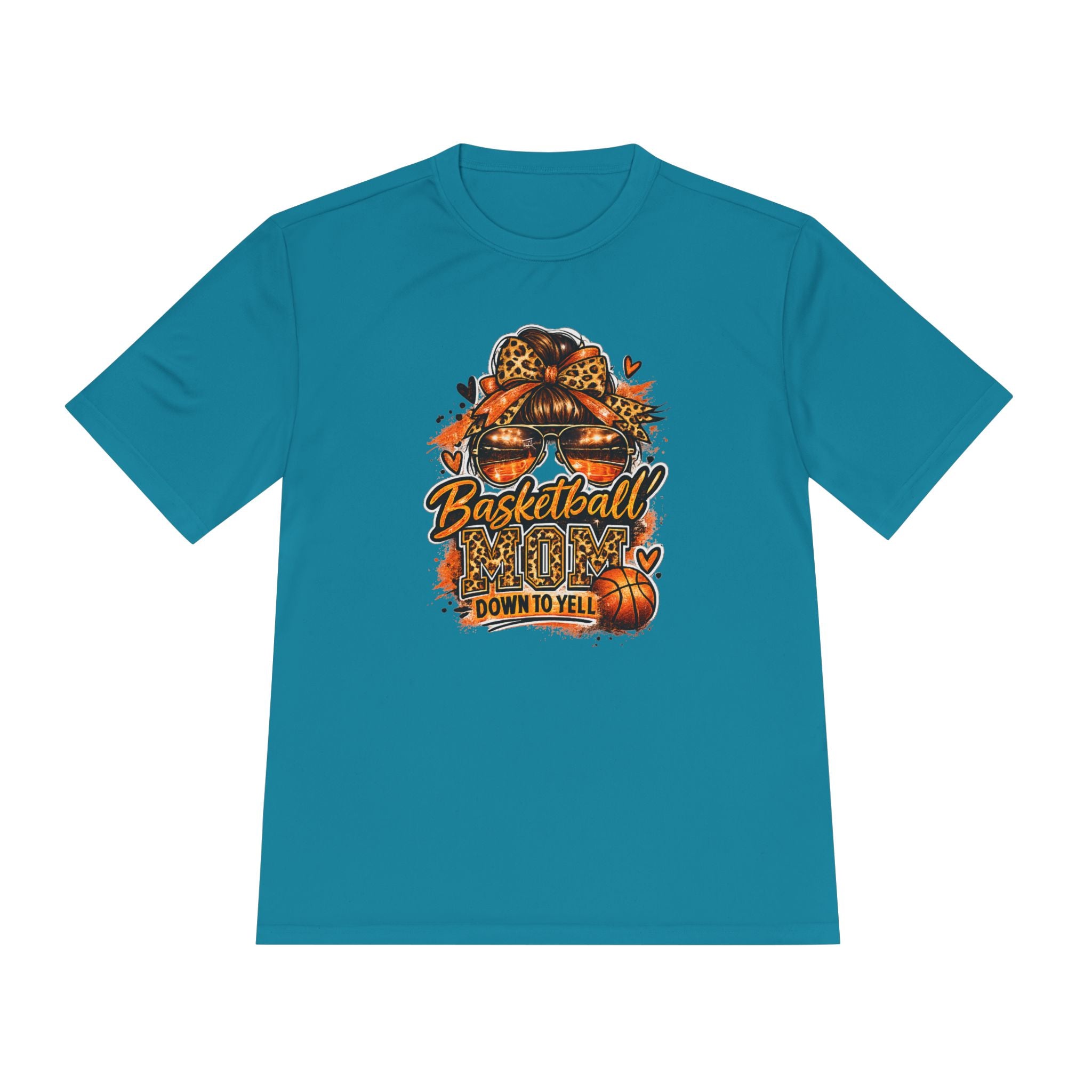 Basketball Mom Fall Tee — "Down to Yell" Pumpkin & Leopard Graphic